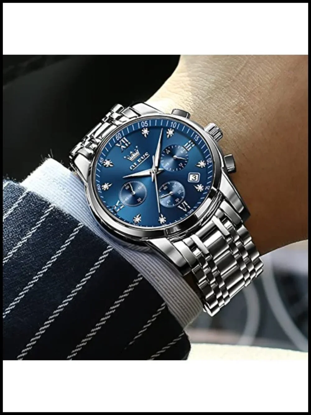 OLEVS Men's Luxury Dress Watch Stainless Steel Analog Waterproof